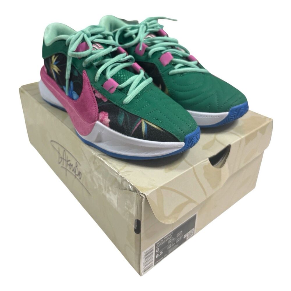 Nike Zoom Freak 5 Flowers Floral Green Pink Multicolor DX4985-401 Men's Size 8